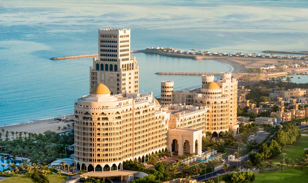 Aerial view of the Waldorf Astoria Ras Al Khaimah with the ocean in the background