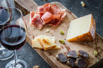 Cheese, meats and wine