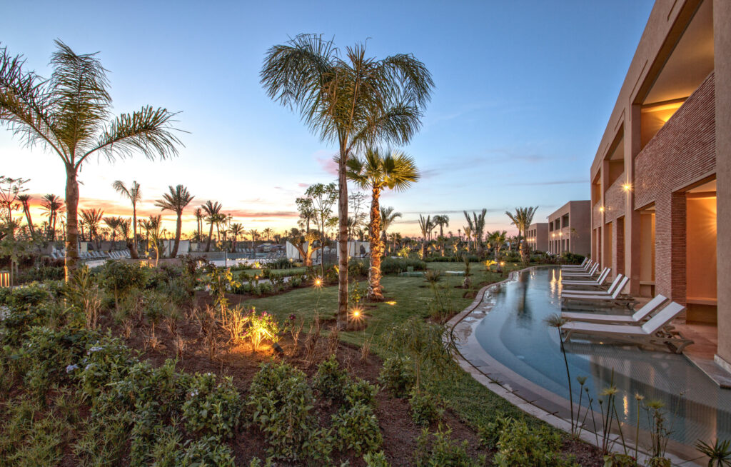 Garden view of the Swim Up Rooms at Be Live Collection Marrakech Hotel