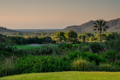 View of the fairway with trees in the foreground at Capdepera Golf Course