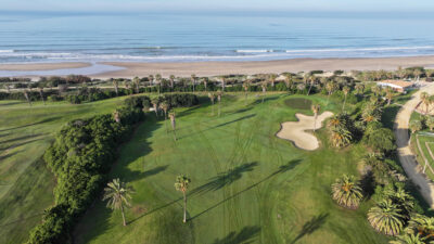 Aerial view of Costa Ballena Ocean Golf Club with fairway and beach view