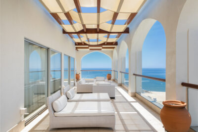 Crowne Plaza Vilamoura sunbeds on a veranda