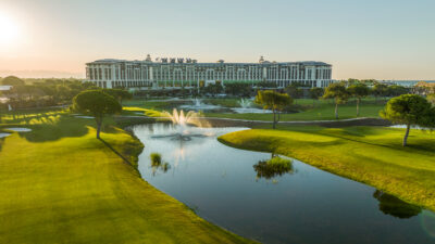 Golf course & lake views with the impressive hotel in the background