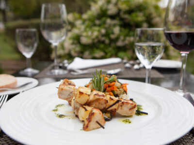 Close up of a dinner dish served at the Dom Pedro Villamoura restaurants