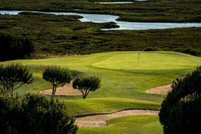 Hole with lake in background