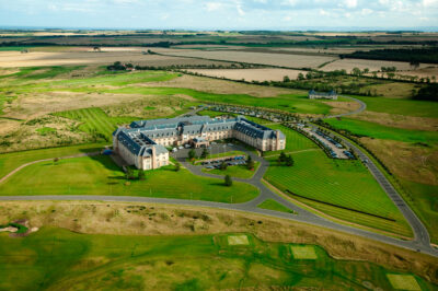 Aerial view of the exterior of the Fairmont St Andrews