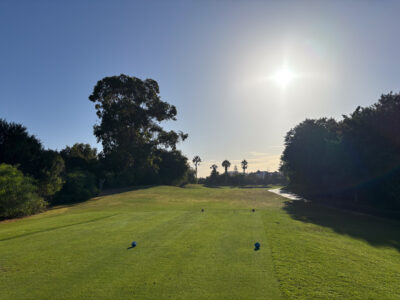 Tee box looking towards the green at Golf du Soleil