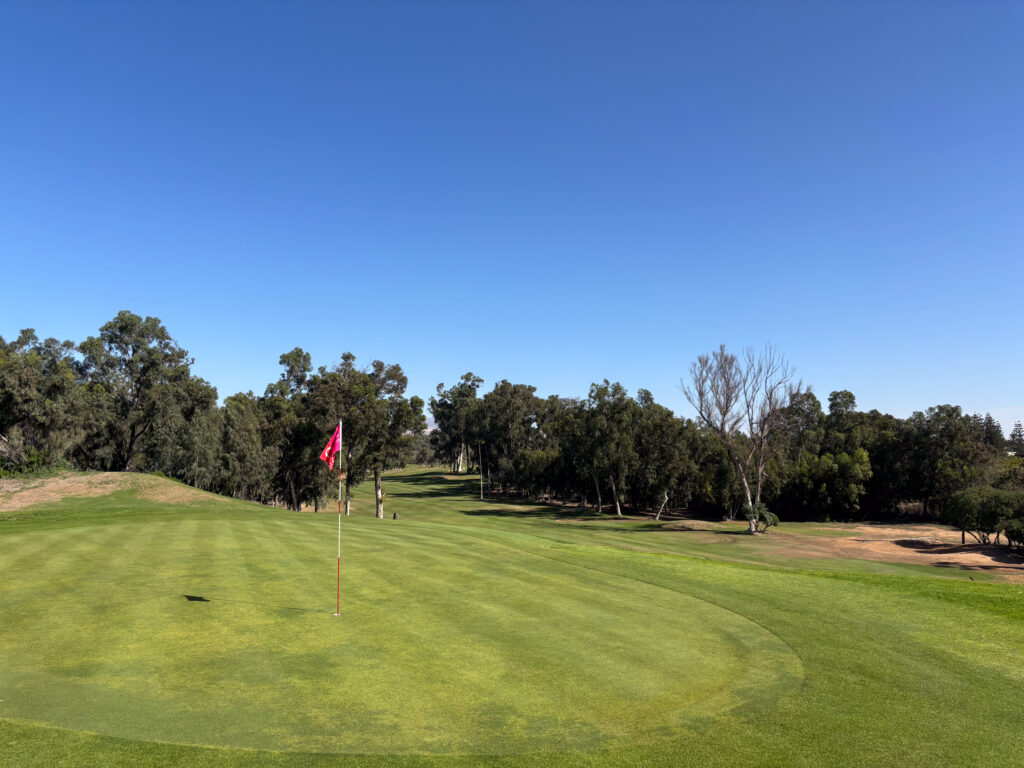 Green looking back towards the fairway at Golf Les Dunes Course