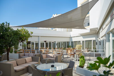 Outdoor seating area at Hotel Dona Filipa