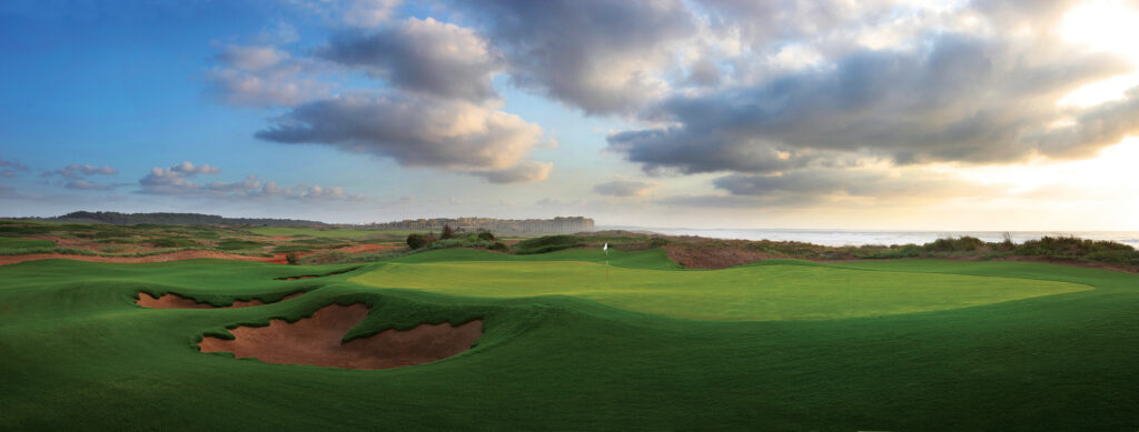 Fairway with sea in the background at Mazagan Beach Resort