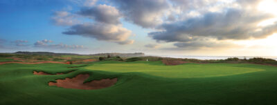 Fairway with sea in the background at Mazagan Beach Resort