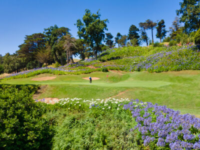 Golf hole with flowers