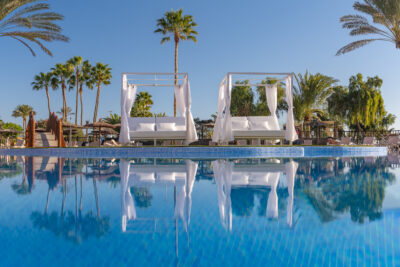 Sheraton Fuerteventura Beach Golf and Spa Resort swimming pool with loungers