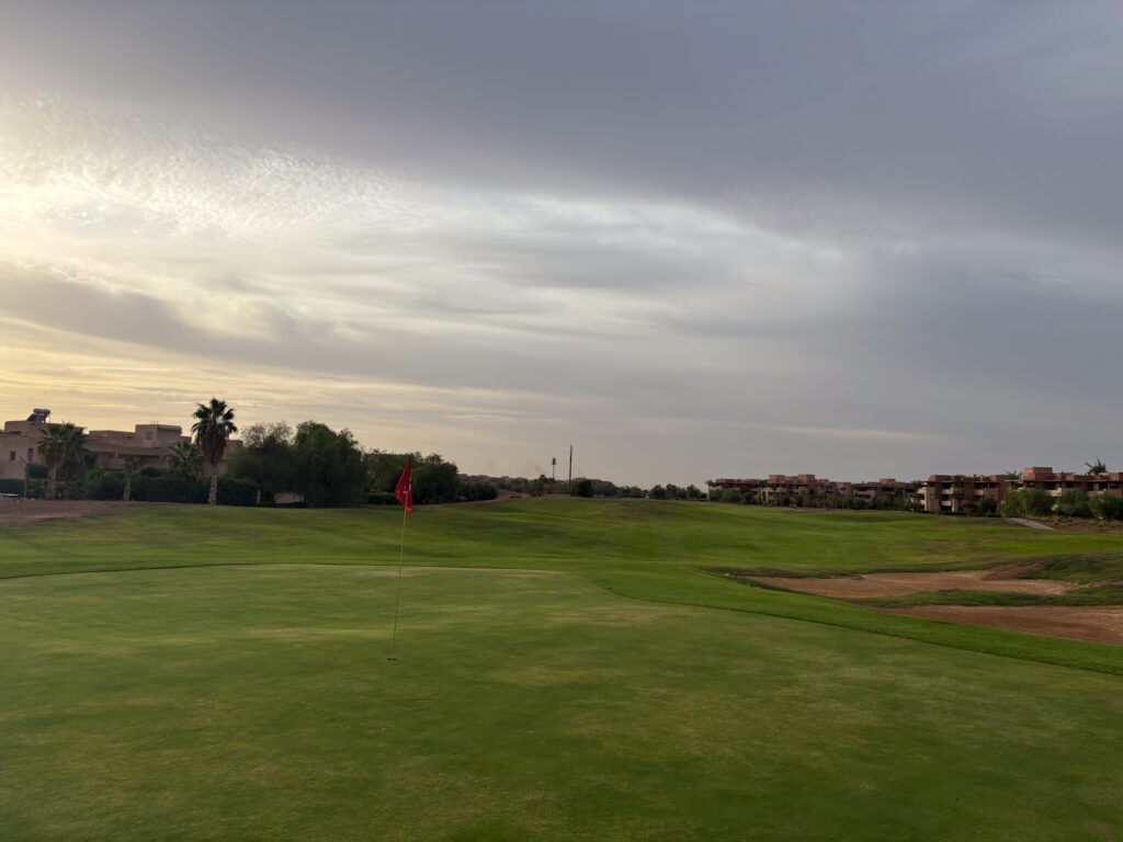 Greenside view looking back down the fairway at The Montgomerie Marrakech