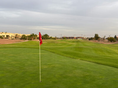 Greenside view looking back down the fairway at The Montgomerie Marrakech