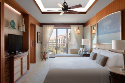 Double bed accommodation at The St Regis Saadiyat Island Resort with a balcony