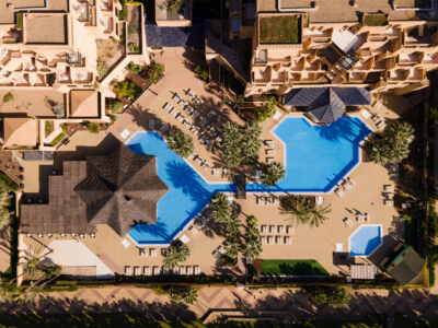 ariel view swimming pool vila gale isla canela