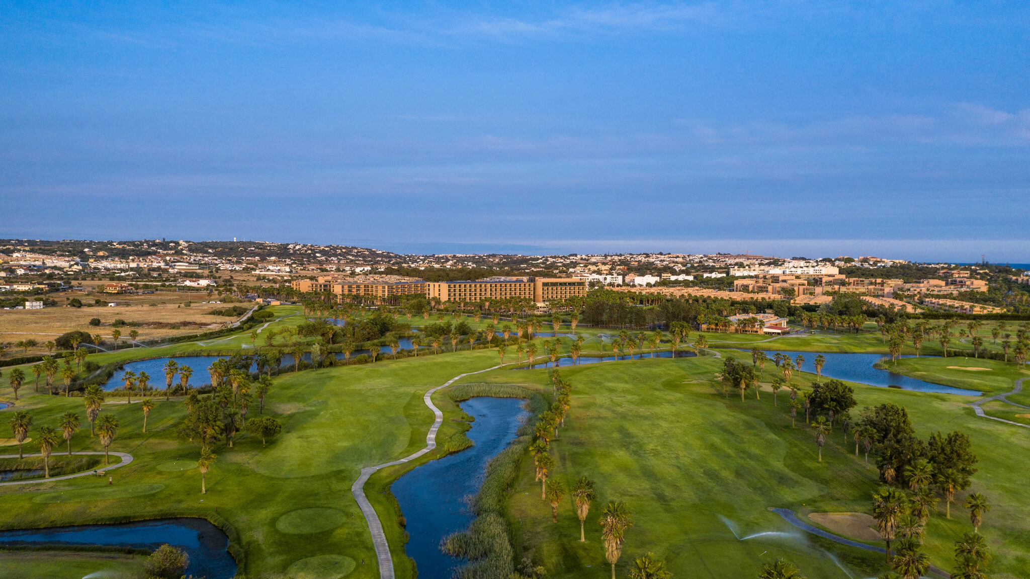 Aerial view of Salgados Golf Course and surrounding buildings