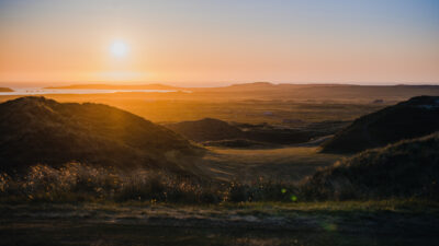 Fairway at Carne Golf Links at sunset