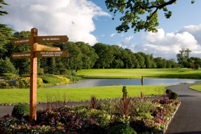 Lake on fairway at Fota Island - The Deerpark Course with trees in background