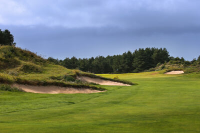 Bunkers on fairway at Le Touquet - La Mer Course with trees around