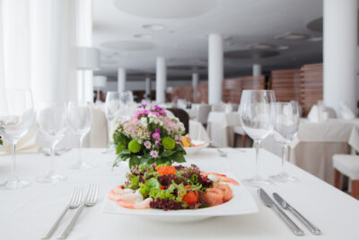 Seafood salad being served at the Alexandra restaurant at Lighthouse Golf Resort