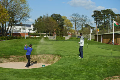 People playing out of bunker