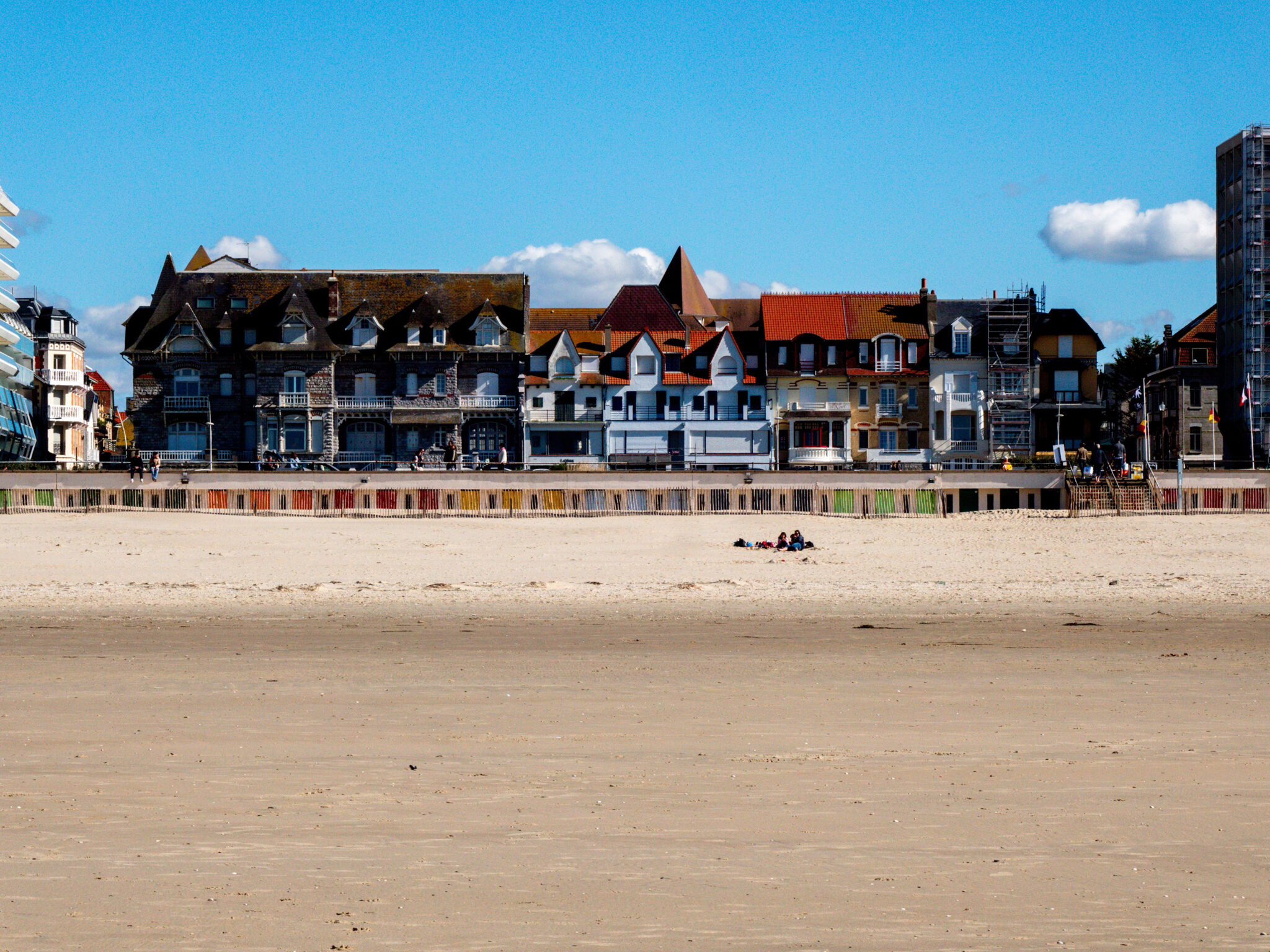 Beachfront at Le Touquet, France with a building in the background