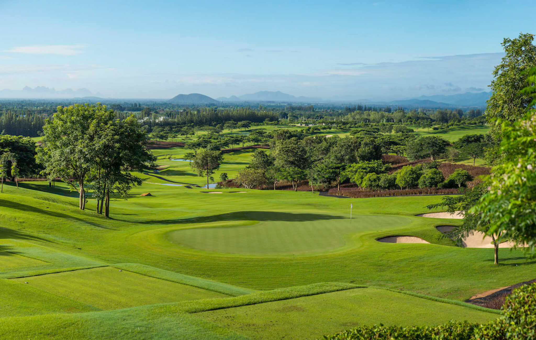fairway view with green of black mountain golf course in Thailand