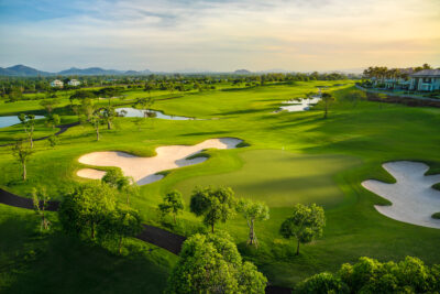greens and bunkers at black mountain golf course in Thailand