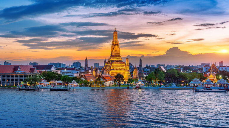 Aerial view of the Wat Arun Temple in Thailand